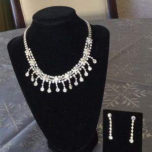 Vintage Rhinestone Necklace and Earrings